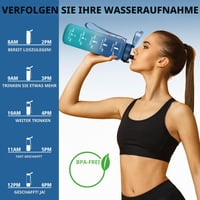 Bidon sport HoneyHolly 500 ml cu marcaj de timp și filtru, sticlă de apă etanșă, fără BPA, pentru sport, fitness, yoga, școală, I 6