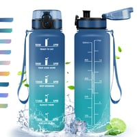 Bidon sport HoneyHolly 500 ml cu marcaj de timp și filtru, sticlă de apă etanșă, fără BPA, pentru sport, fitness, yoga, școală, I 1