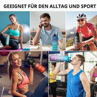 Bidon sport HoneyHolly 500 ml cu marcaj de timp și filtru, sticlă de apă etanșă, fără BPA, pentru sport, fitness, yoga, școală, I 7