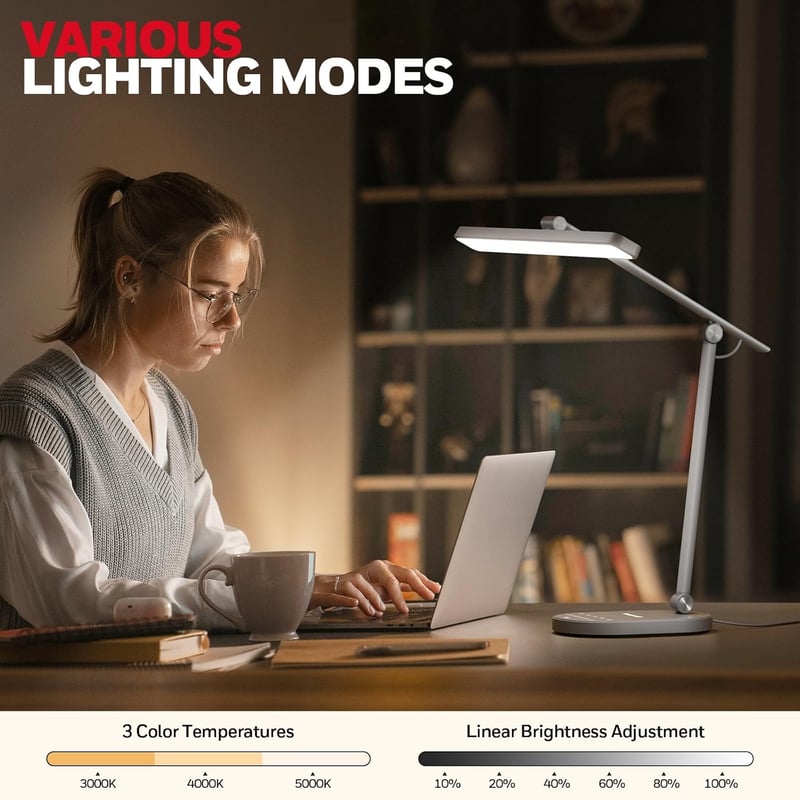 Honeywell H4 Sunturalux LED Íróasztali Lámpa - Szembarát Olvasólámpa 3 Színhőmérséklettel, 5 Fényerőszinttel, Automatikus Fényérzékelővel, I