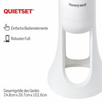 Ventilator turn oscilant Honeywell HYF260E4 QuietSet cu telecomandă, 5 viteze, oscilație 80°, temporizator, alb 5
