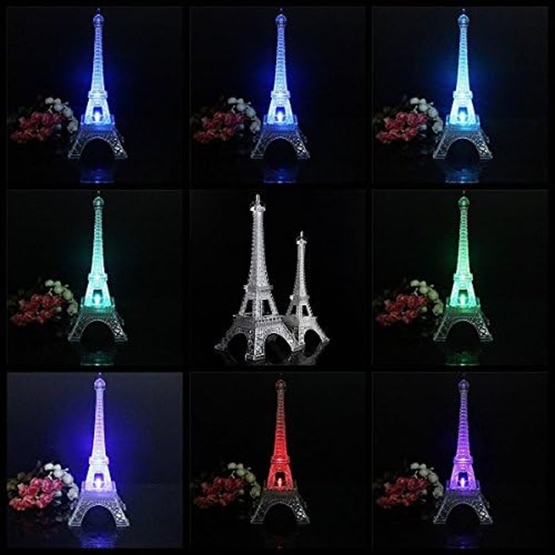 Honfitat LED Asztali Lámpa Eiffel Torony Színváltó Éjszakai Fény 25cm