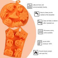 Set forme de copt din silicon HONGECB pentru Halloween – forme pentru biscuiți cu modele de dovleac, craniu și fantomă, set de 2 bucăți 4