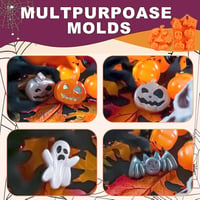 Set forme de copt din silicon HONGECB pentru Halloween – forme pentru biscuiți cu modele de dovleac, craniu și fantomă, set de 2 bucăți 6