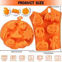 Set forme de copt din silicon HONGECB pentru Halloween – forme pentru biscuiți cu modele de dovleac, craniu și fantomă, set de 2 bucăți 2