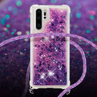 Husă pentru telefon cu șnur HongMan pentru Samsung Galaxy S9+/S9 Plus, cu sclipici și nisip lichid, Mov 4