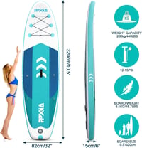 Hongmeida SUP Board Felfújható Paddleboard Szett 320x84x15cm Mentazöld - Stabil Széles Állódeszka 200kg Teherbírással, Komplett Kiegészítőkk - Mint green, 320 cm 3