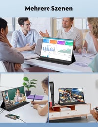 HONGO 15.6" 1080P FHD hordozható monitor USB-C, IPS kijelző, két hangszóró, laptop/PC/Mac/PS5 kompatibilis 4