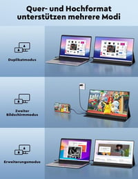 HONGO 15.6" 1080P FHD hordozható monitor USB-C, IPS kijelző, két hangszóró, laptop/PC/Mac/PS5 kompatibilis 5