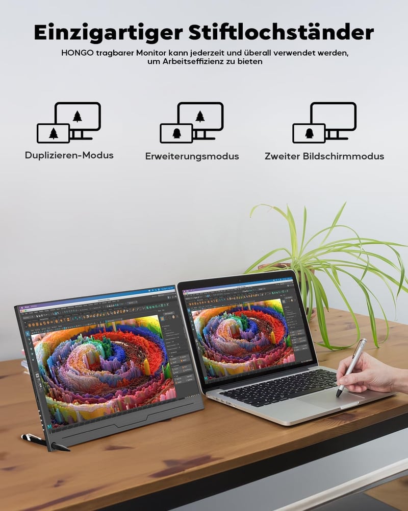 HONGO 15,6" Hordozható 4K Monitor - 3840x2160 IPS Kijelző, 100% sRGB, Beépített Hangszórók, Laptop/PC/Mac/PS5 Kompatibilis, Védőtokkal