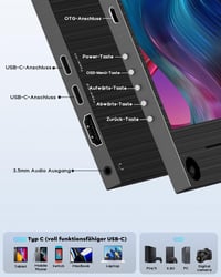 HONGO 15,6" Hordozható 4K Monitor - 3840x2160 IPS Kijelző, 100% sRGB, Beépített Hangszórók, Laptop/PC/Mac/PS5 Kompatibilis, Védőtokkal 5