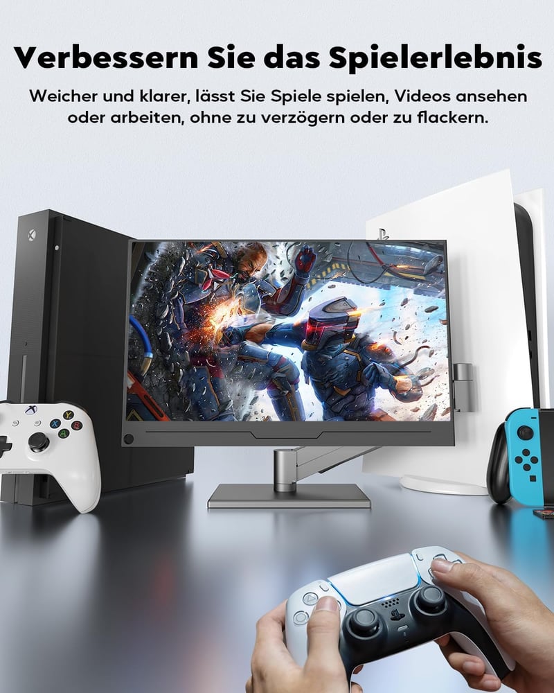 HONGO 15,6" Hordozható 4K Monitor - 3840x2160 IPS Kijelző, 100% sRGB, Beépített Hangszórók, Laptop/PC/Mac/PS5 Kompatibilis, Védőtokkal