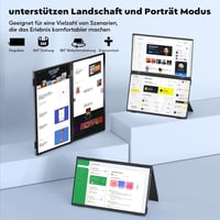 HONGO Hármas Hordozható Monitor 15.6" FHD IPS 360° Összehajtható Kijelző Dupla Hangszóróval - Laptop/PC/Mac/PS4/PS5 Kompatibilis Bővítőképer 5