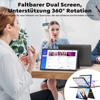 HONGO Hármas Hordozható Monitor 15.6" FHD IPS 360° Összehajtható Kijelző Dupla Hangszóróval - Laptop/PC/Mac/PS4/PS5 Kompatibilis Bővítőképer 3