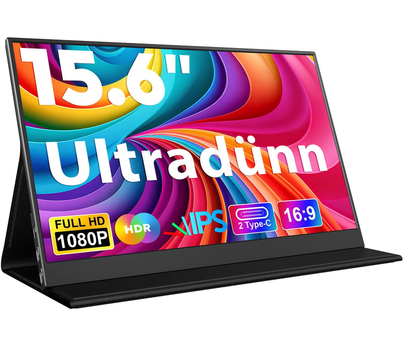 HONGO prijenosni IPS monitor, 15,6", 1080P FHD, ugrađeni zvučnici, USB-C