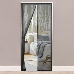HONGTAISHENG mágneses ajtó szúnyogháló, fúrás nélküli - fekete - 85x205 cm