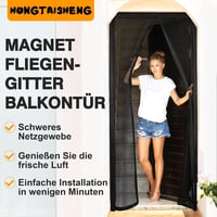 HONGTAISHENG Mágneses Ajtó Szúnyogháló 70x200cm, Öntapadós Szalagos Ajtóvédelem 7