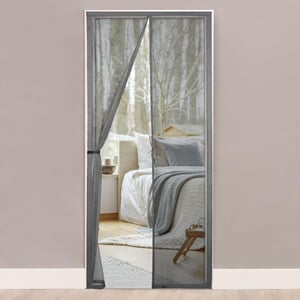 HONGTAISHENG Magnetska mreža protiv komaraca za vrata 110x205 cm siva, montaža bez bušenja, za balkonska i terasna vrata, zavjesa protiv insekata