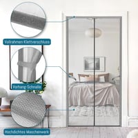 HONGTAISHENG Mágneses Szúnyogháló Ajtóra 100x200cm Szürke Automatikus Záródás 2