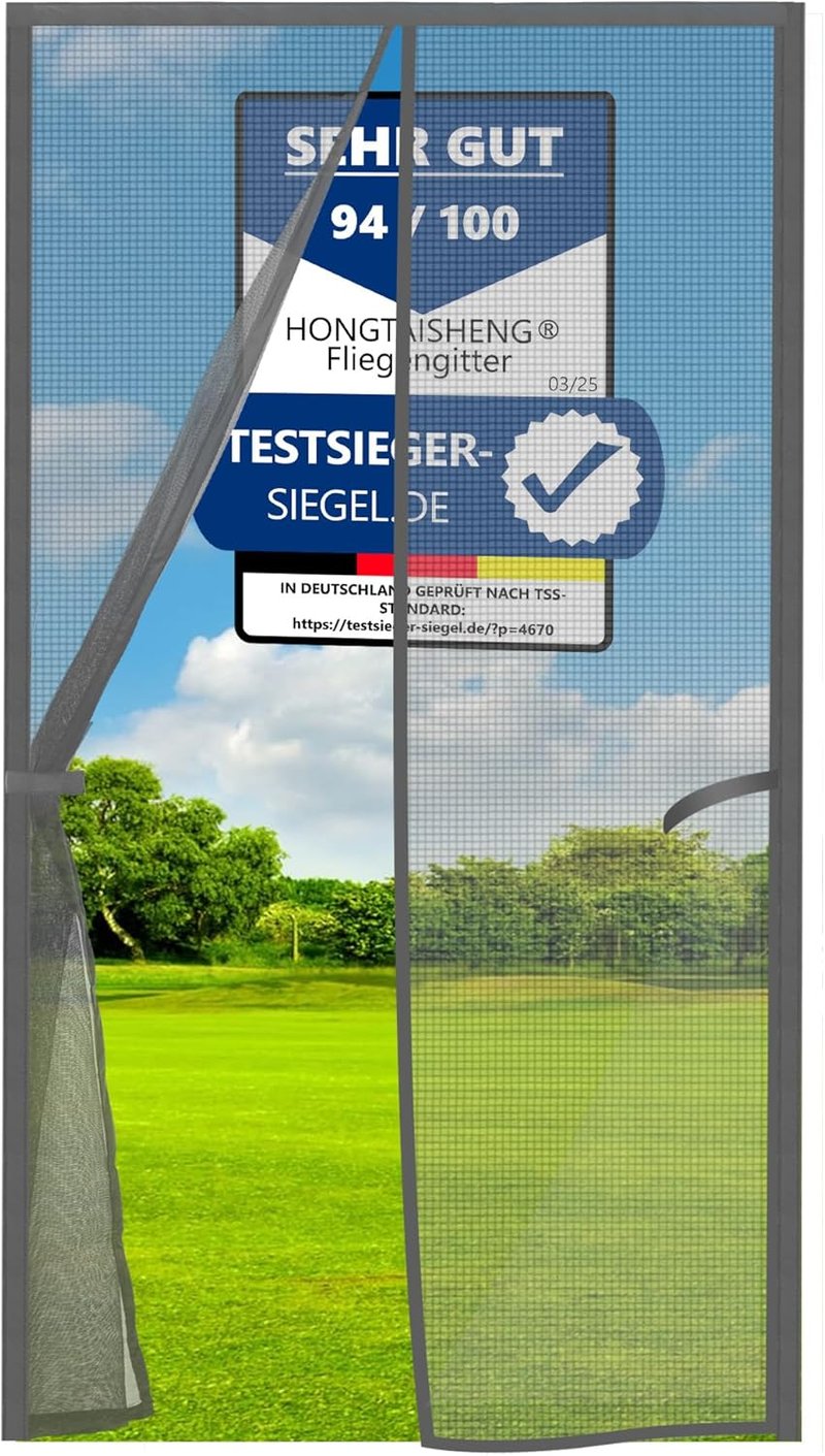 HONGTAISHENG Mágneses Szúnyogháló Ajtóra 100x200cm Szürke Automatikus Záródás