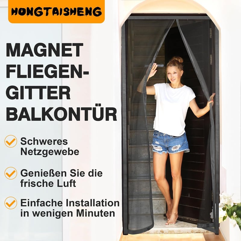 Plasă de insecte magnetică pentru ușă HONGTAISHENG 110x220cm Gri