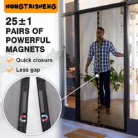 HONGTAISHENG Magnetická sieťka proti hmyzu na dvere, upevnenie na suchý zips bez vŕtania, na terasové dvere, balkón a do spálne, čierna, 200x70 cm 4