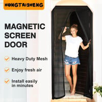 HONGTAISHENG Magnetická sieťka proti hmyzu na dvere, upevnenie na suchý zips bez vŕtania, na terasové dvere, balkón a do spálne, čierna, 200x70 cm 8