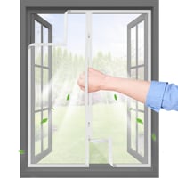 Plasă de țânțari pentru fereastră HONGTAISHENG cu scai și fermoar, albă, 110x130 cm, transparentă, respirabilă, material PP reutilizabil 1