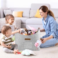 HONGTAISHENG XL Tűzifatartó Kosár Szürke, Erősített Füllel, Filc Anyag 6