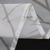 HongYa Átlátszó Voile Függöny Fülekkel - Ágmintás Fényáteresztő Sötétítő 225x140 cm Homok-Fehér Színben, Mosható Poliészter 6