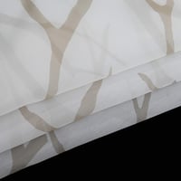 HongYa Átlátszó Voile Függöny Fülekkel - Ágmintás Fényáteresztő Sötétítő 225x140 cm Homok-Fehér Színben, Mosható Poliészter 5