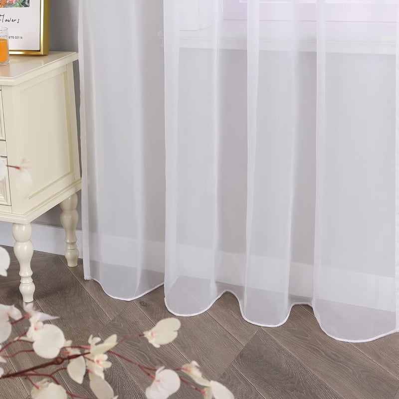 HongYa Voile Függöny Fodros Szalaggal 245x145 cm Fehér