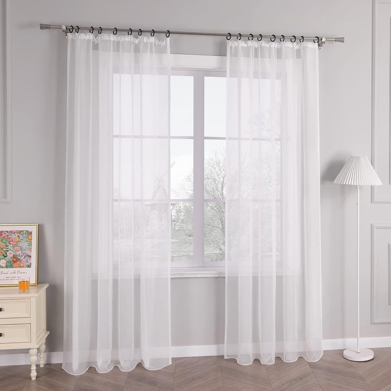 HongYa Voile Függöny Fodros Szalaggal 245x145 cm Fehér