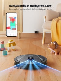 Robotický vysávač HONITURE V8 Pro – sací výkon 5000 Pa, LiDAR navigácia, SLAM, inteligentné mapovanie, selektívne upratovanie miestností, dlaždice, drevo, koberce, mramor 2