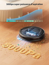 Robotický vysávač HONITURE V8 Pro – sací výkon 5000 Pa, LiDAR navigácia, SLAM, inteligentné mapovanie, selektívne upratovanie miestností, dlaždice, drevo, koberce, mramor 3