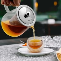 Honneeo Üveg Teáskanna 450ml Rozsdamentes Acél Szűrővel, Hőálló Boroszilikát Teafőző Laza Tea és Virágos Tea Készítéshez 6