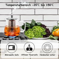 Honneeo Üveg Teáskanna 450ml Rozsdamentes Acél Szűrővel, Hőálló Boroszilikát Teafőző Laza Tea és Virágos Tea Készítéshez 3