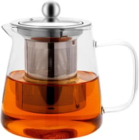 Honneeo Üveg Teáskanna 450ml Rozsdamentes Acél Szűrővel, Hőálló Boroszilikát Teafőző Laza Tea és Virágos Tea Készítéshez 1