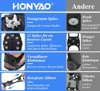 HONYAO XXL Csúszásgátló Talpbetét Cipőre - Rozsdamentes Acél Jégpatkó Túracipőkhöz, Téli Kiránduláshoz, Jéghalászathoz - Férfi és Női Méretb 2