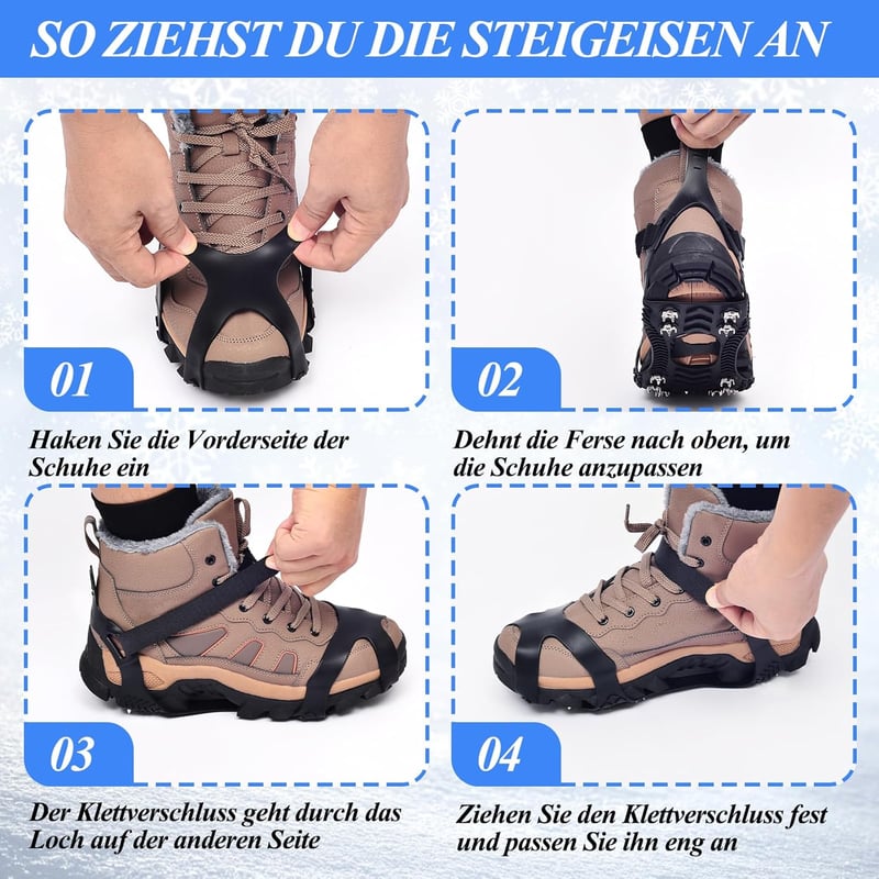 HONYAO XXL Csúszásgátló Talpbetét Cipőre - Rozsdamentes Acél Jégpatkó Túracipőkhöz, Téli Kiránduláshoz, Jéghalászathoz - Férfi és Női Méretb