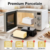 HONZUEN Kerámia Vajdoboz Fedővel, 500g-os Vajhoz, Mosogatógépben Mosható Porcelán Tárolóedény 6