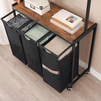 HOOBRO 3 Rekeszes Szennyestartó Kosár Polccal és Szárító Rúddal, 3x42L Oxford Szövet Tárolózsákkal, Vintage Barna/Fekete 9
