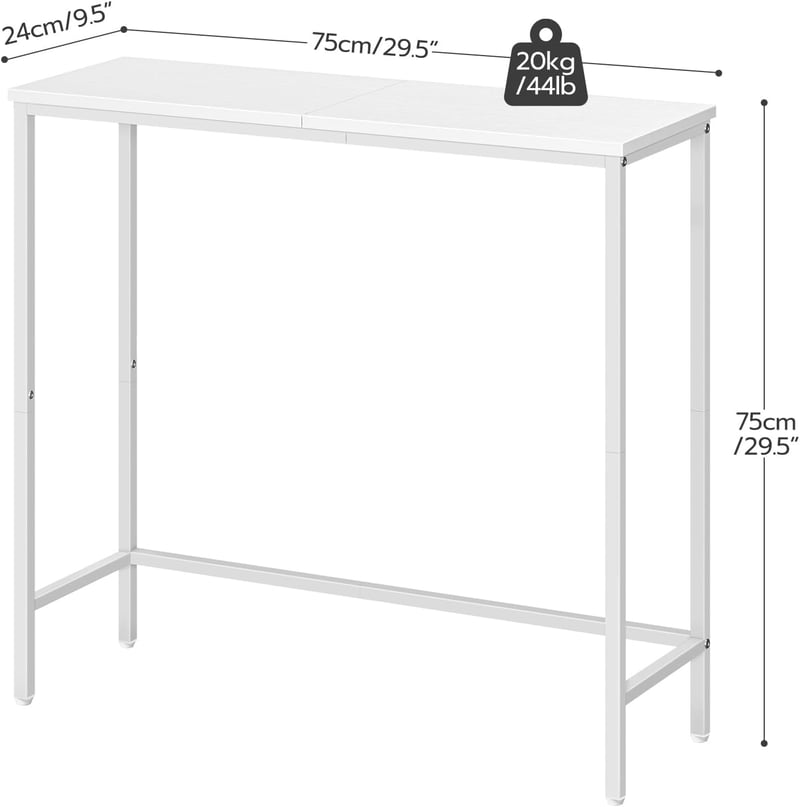 HOOBRO 75 cm-es keskeny konzolasztal fehér, előszobai és folyosó asztal