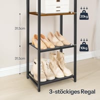 Cuier HOOBRO cu pantofar, raft de depozitare cu 3 niveluri, maro vintage-negru 8
