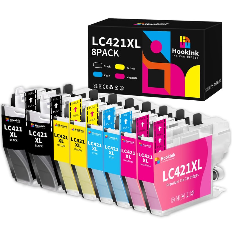 Kompatibilná atramentová kazeta Hookink LC421XL LC-421XLVAL pre tlačiarne Brother DCP-J1050DW, DCP-J1140DW, MFC-J1010DW, 8-dielne multipack balenie