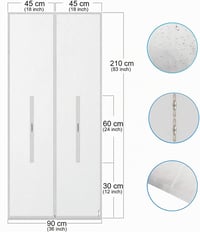 HOOMEE Brtva za vrata za prijenosni klima uređaj i sušilicu rublja, 90x210 cm, bijela, s patentnim zatvaračem i samoljepljivim pričvršćivanjem 3