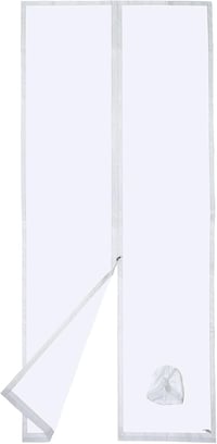 HOOMEE Ajtótömítés Mobil Klímákhoz Kipufogó Tömlő Hosszabbítóval, Cipzáras Rögzítés, Fehér Poliészter, 120x240 cm 2
