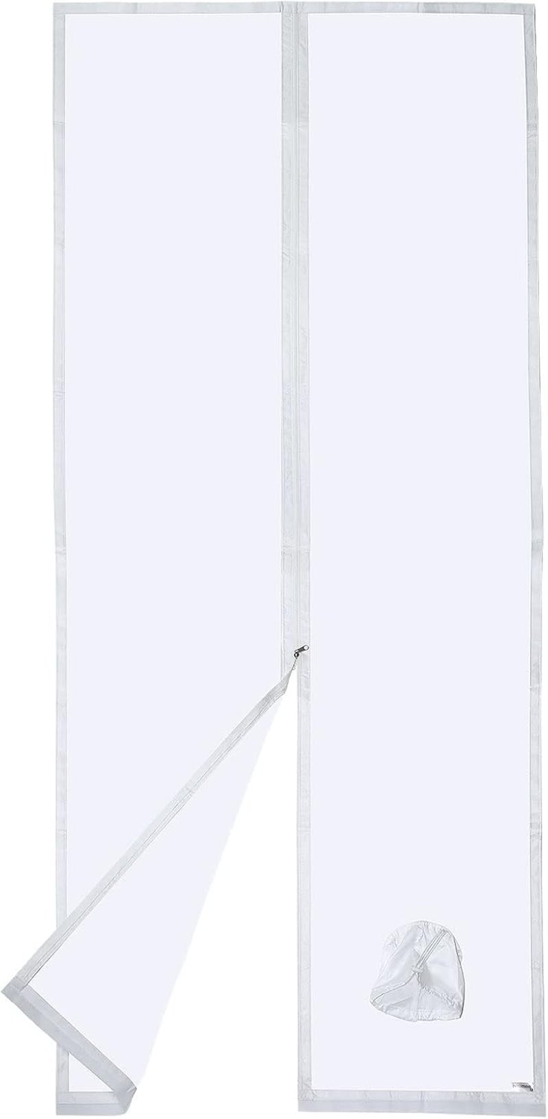 HOOMEE Ajtótömítés Mobil Klímákhoz Kipufogó Tömlő Hosszabbítóval, Cipzáras Rögzítés, Fehér Poliészter, 120x240 cm