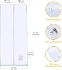 HOOMEE Ajtótömítés Mobil Klímákhoz Kipufogócső Hosszabbítóval, Zipzáras Fehér Tömítőfólia 90x210 cm 3