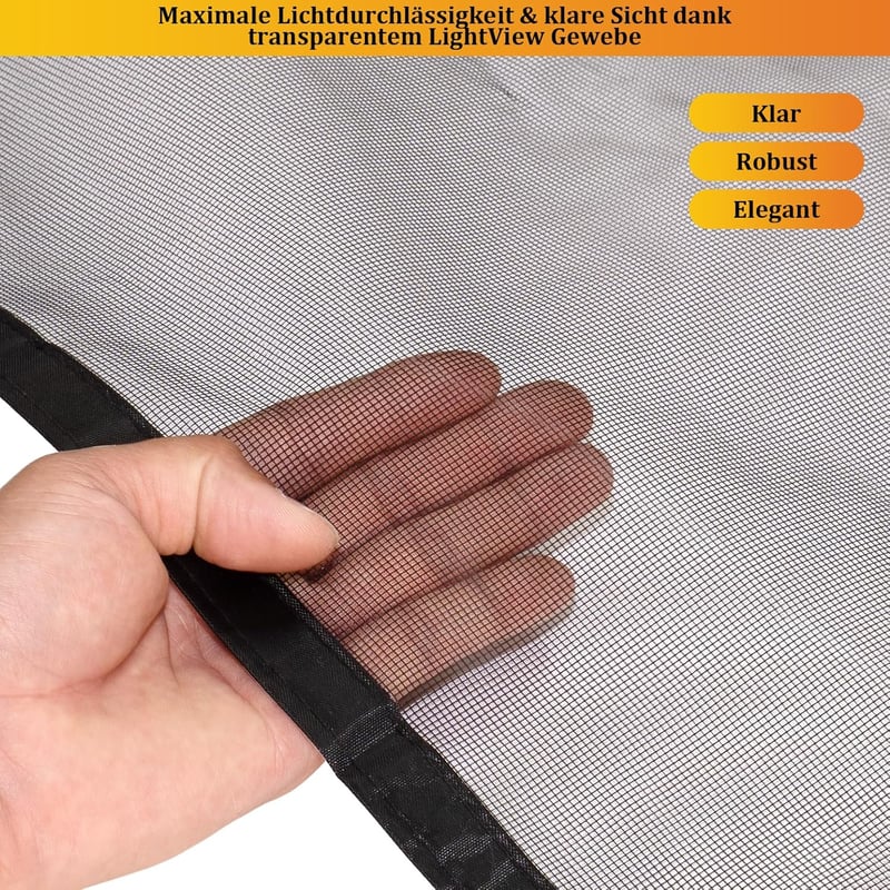 HOOMEE Mágneses Szúnyogháló Erkélyajtóra 90x210 cm, Fekete Rovarháló Függöny Átlátszó Anyagból, Tökéletes Zárás
